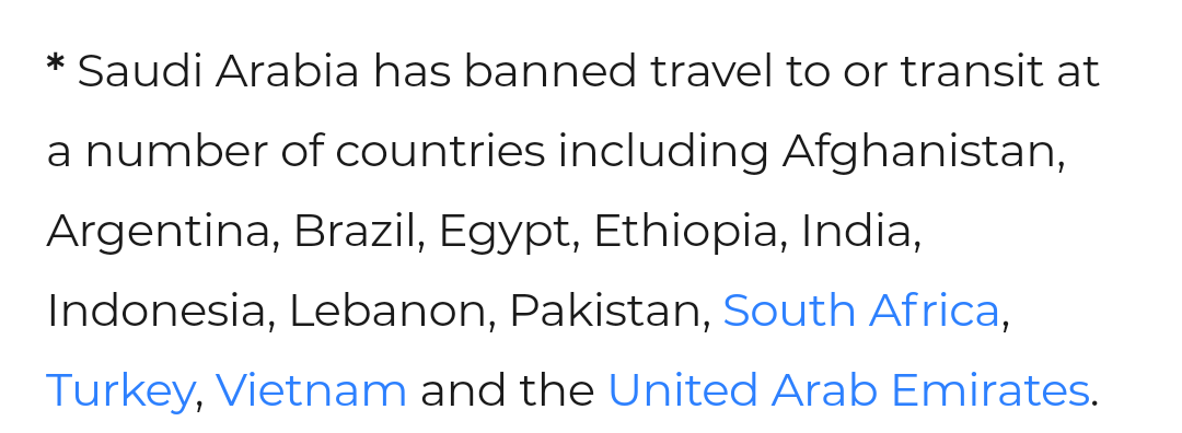 Saudi Arab Travel Ban Countries
