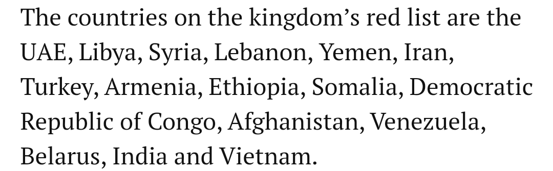 Saudi Arab Updated Red List Countries